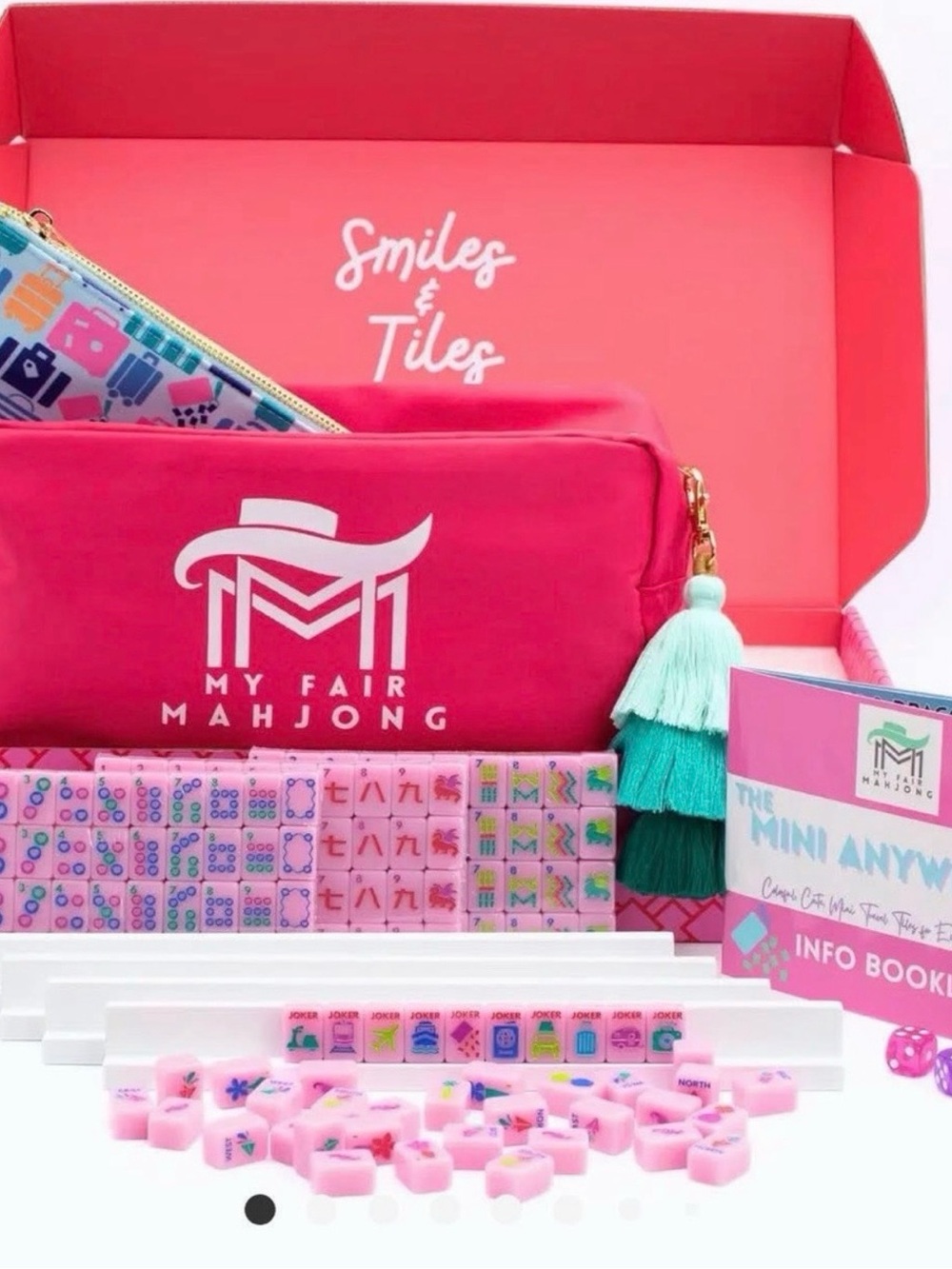 Kids Pouch - Hot Pink with Mint Tassel